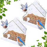 WLLKOO Window Bird Feeder 2 Pack Acrylic with 4 Rods Drain Holes 5.9 x 2.4 x view 8
