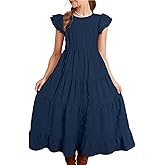 blibean Girls Summer Dress Tween Polka Dots Maxi Pockets Dresses Size 6-16 Years Old