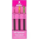 Susan Bates Silvalume Soft Ergonomic Crochet Hook Set Sizes I9/5.5mm, J10/6mm and K10.5/6.5mm