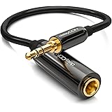 deleyCON 0,2m Stereo Audio Klinken Adapter Kabel - 3,5mm Klinken Stecker zu 6,3mm Klinken Buchse - vergoldete Klinke Stecker / Buchse &ndash; Schwarz