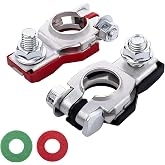 ZIMISI Positive &amp; Negative Battery Terminal Connector (1 Pair) | Corrosion-Resistant Top Post Battery Terminal Clamps with 2 Washers, Auto Cable Terminals Adapter for SUVs, Motorcycles