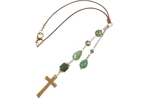 Akitai Rear View Mirror Tassel - Sun Catcher Rearview Mirror Charm and Green Tassel for Cars, Transforms Sunlight and Diffuses Colors and Joyous Energy Throughout The Car with Various Stones