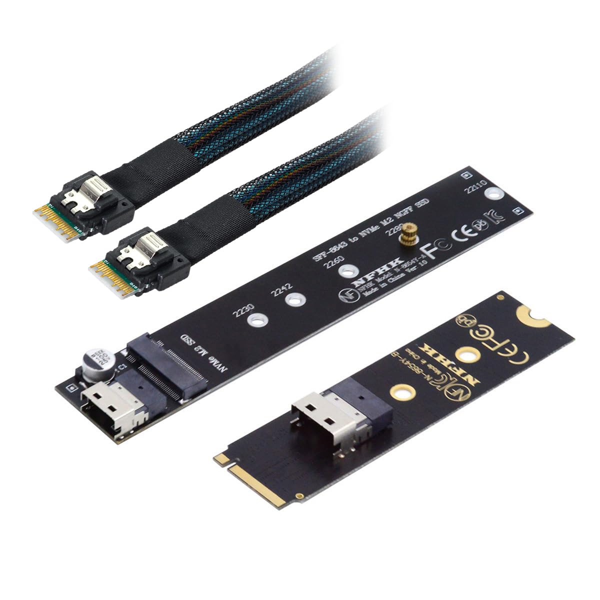 NFHK NGFF M-Key NVME Male to Female Extension Cable 40cm with SFF-8654 Connector for Mainboard SSD 2280/22110 — image 1