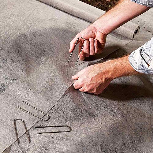 DAMI Landscape Staples and Fence Garden Stakes - 50 Pack 6 Inch U-Shaped Galvanized Heavy-Duty Pins for Weed Barrier Fabric Ground Cover Dripper Irrigation Tubing Soaker Hose