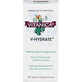 Vitanica V-Hydrate, Hyaluronic Acid Vaginal Suppositories for Comfort and Vaginal Hydration with Aloe Vera and Vitamin E, Hormone-Free & Drug-Free, Vegan, 2 Month Supply, 24 Count