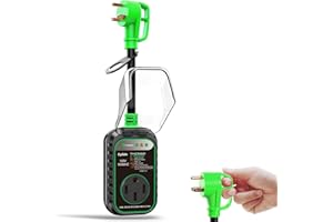 EyGde 30 Amp to 50 Amp RV Adapter with Surge Protector - Upgraded NEMA TT-30P Male to 14-50R Female Plug, 30A to 50A RV Circuit Analyzer Power Protection with Waterproof Cover for 50Amp Camper Trailer