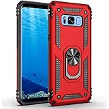 Military Grade Drop Impact for Samsung Galaxy S8 Case 5.8 inch [Not Fit S8+] Metal Rotating Ring Kickstand Holder Built-in Magnetic Car Mount Armor Shockproof Case for Galaxy S8 Phone Case (Red)