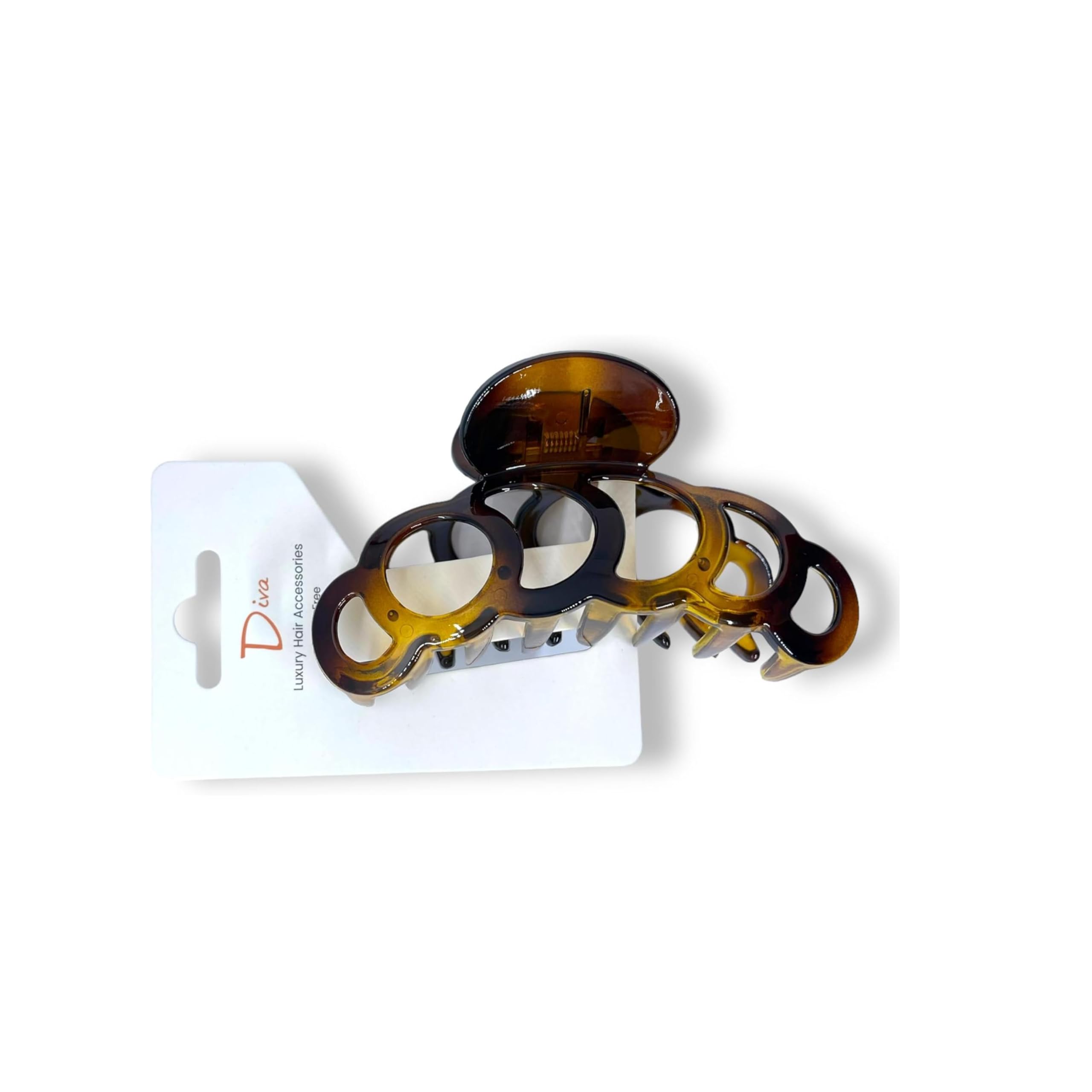Diva Ring Claw Premium Hair Clip | 11.5 CM / 4.5 INCH | Quality Materials | Amber & Gold Tortoiseshell, Black | All Hair Types Thick & Thin | Durable Grip & Secure Hold (Gold Tortoiseshell)