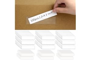 FUCEURY 100 Pieces Label Holders Adhesive Shelf Tag with Blank Index Card, Pockets Clear Shelf Tag Adhesive Label Pockets for Bookshelf Mailbox Shelves Storage Bins