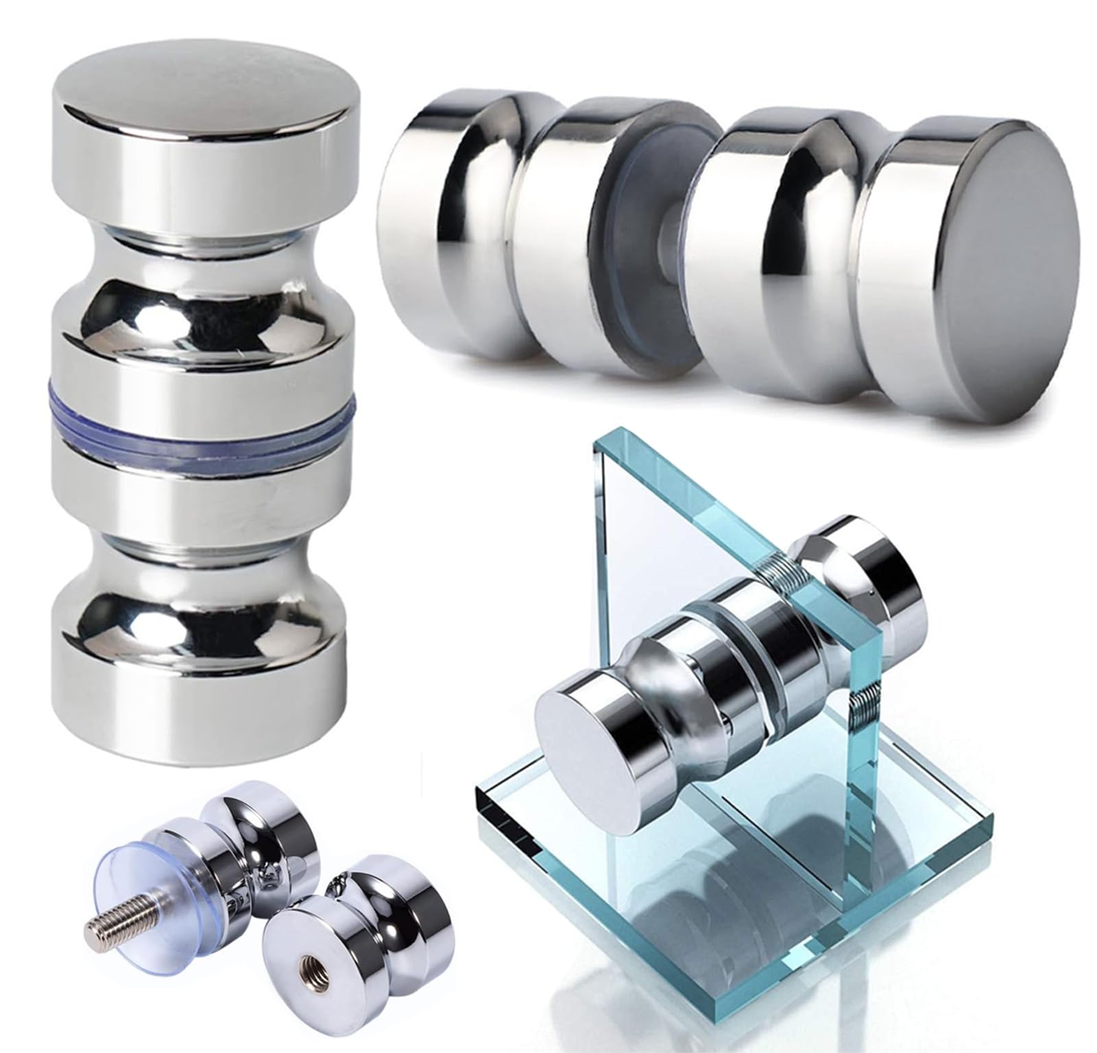 Guidre Shower Glass Door Handle,Double-Sided Glass Door knobs,Stainless Steel Shower 60MM Door Handle Suitable for Shower Doors Cabinet Door Chrome