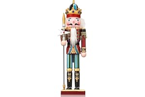 Karenhi 15 Inch Christmas Wooden Nutcracker 15 Inch Traditional Nutcracker Festive Decor for Xmas Party Shelves and Tables(Spear Soldier)