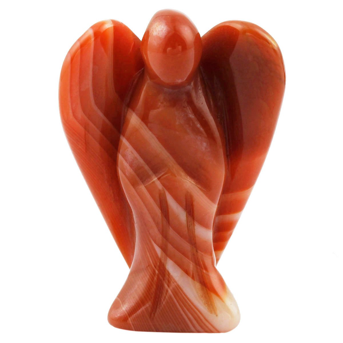 SUNYIK 1.5" Carnelian Carved Hand-Carved Guardian Angel Statue, Polished Crystal Healing Stone Praying Angel Figurine for Home Office Spiritual Gift, Reiki Blessing Pocket Amulet for Women