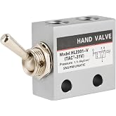 AUNMAS 3 Position 2 Port Pneumatic Air Valve Manual Control Lever Handle | HL2301 Replacement, 3 Way Air Mechanical Switch Directional Valve, Compressor Air Cylinder Machinery