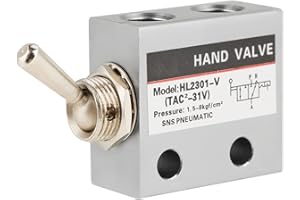 AUNMAS Pneumatic Air Valve 3 Position 2 Port, Manual Control Toggle Lever Handle, 3 Way Air Switch for Compressor, Air Cylinder, Machinery (HL2301 Replacement)
