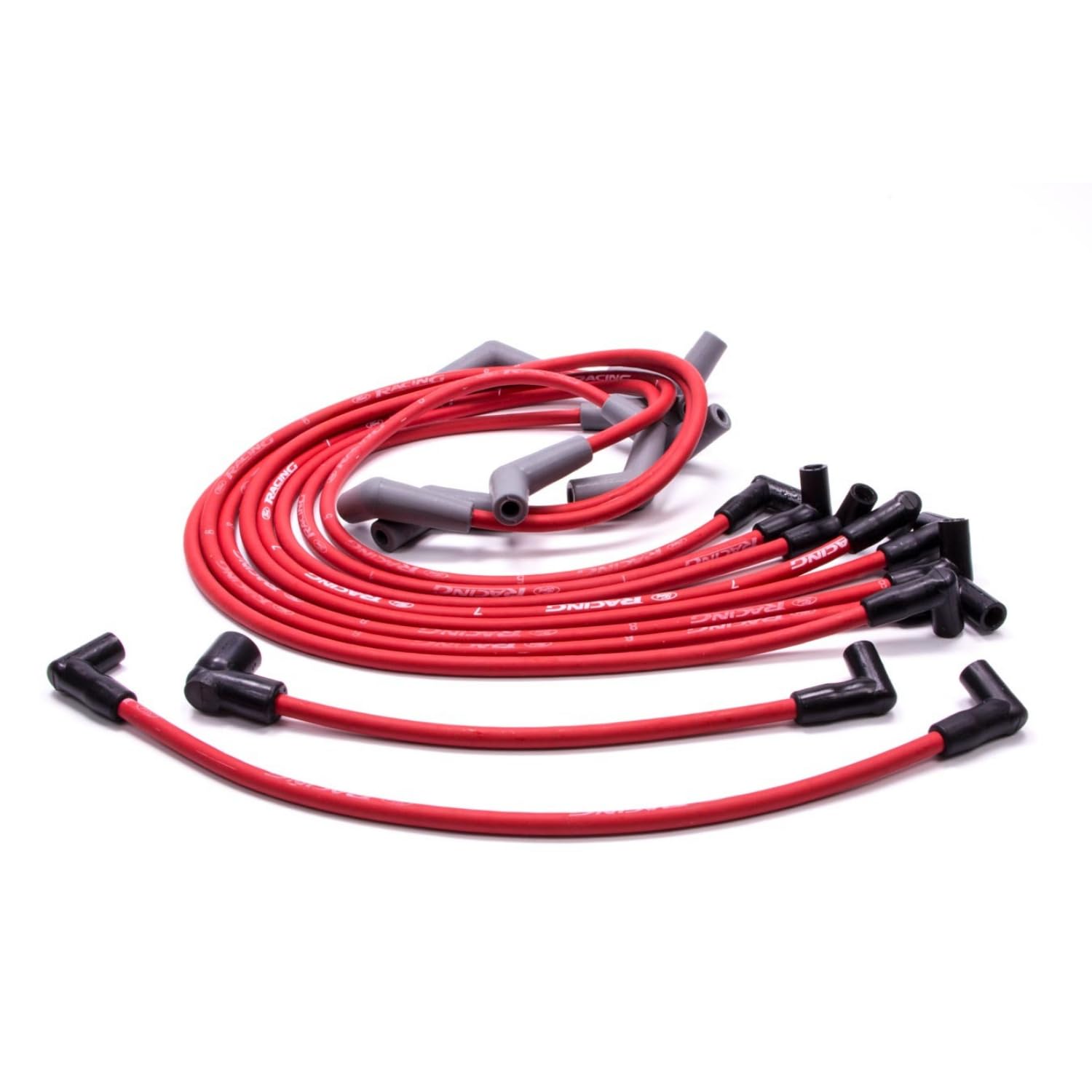 Ford Racing Spark Plug Wire Set, Spiral Core, 9 mm, Red, 45 Degree Plug ...