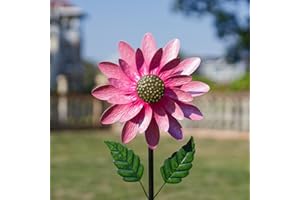 Viveta Wind Spinner Outdoor, Decorative Wind Sculpture wtih Sturdy Stake,Pink Pinwheels for Yard and Garden