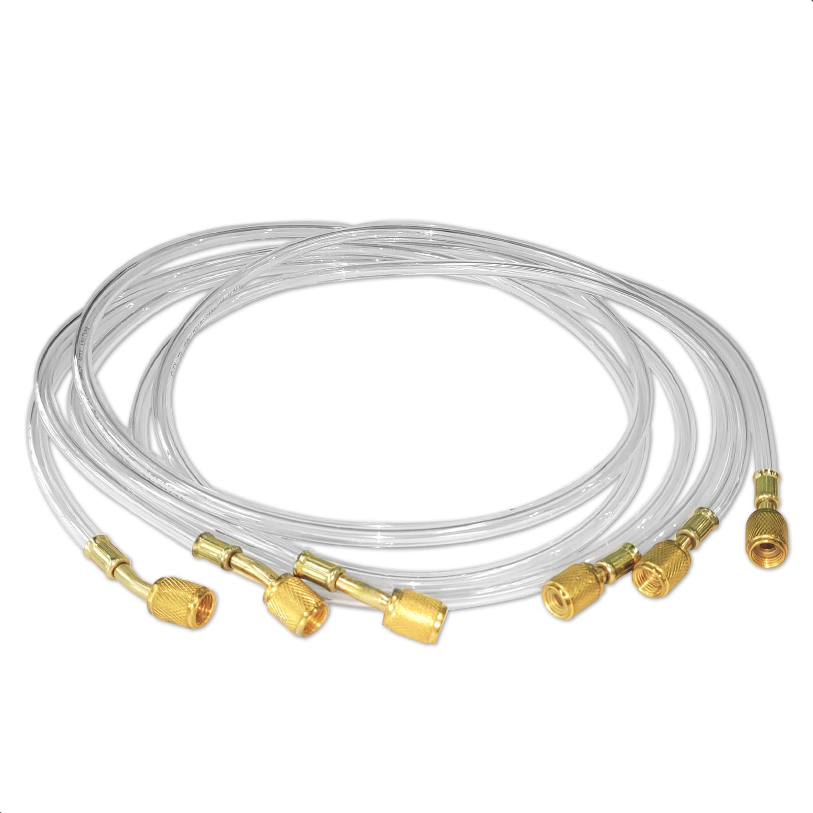 Photo 1 of WISSCOOL 1/4" Refrigerant Charging Hoses 60” (5FT), HVAC Hoses Standard 1/4" Flare Fittings for R134A, R22,R410A, R502, R12 Common Refrigerants Clear Pipes Set of 3