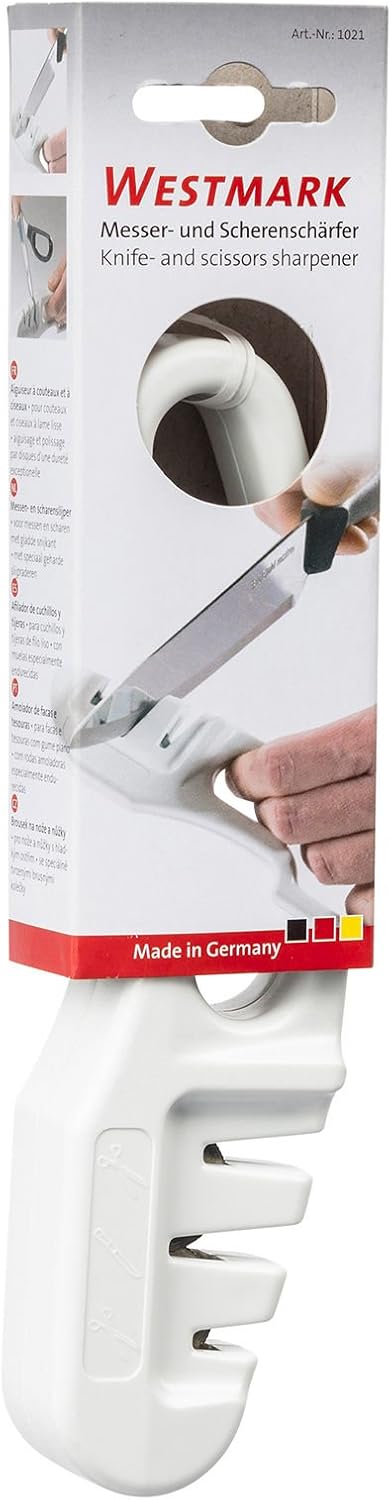 Westmark Knife And Scissor Sharpener With Specially Hardened Grinding Wheels, Plastic, White, 10212270, 18.3 X 2.9 cm - Image 5