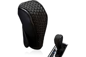 MOXRUQ Car Gear Shift Cover, Leather Gear Shifter Stick Protector, Anti-Slip Breathable Shift Knob Protector Cover, Fashion Interior Modified Accessories, Universal for Most Cars SUVs Trucks (Black)