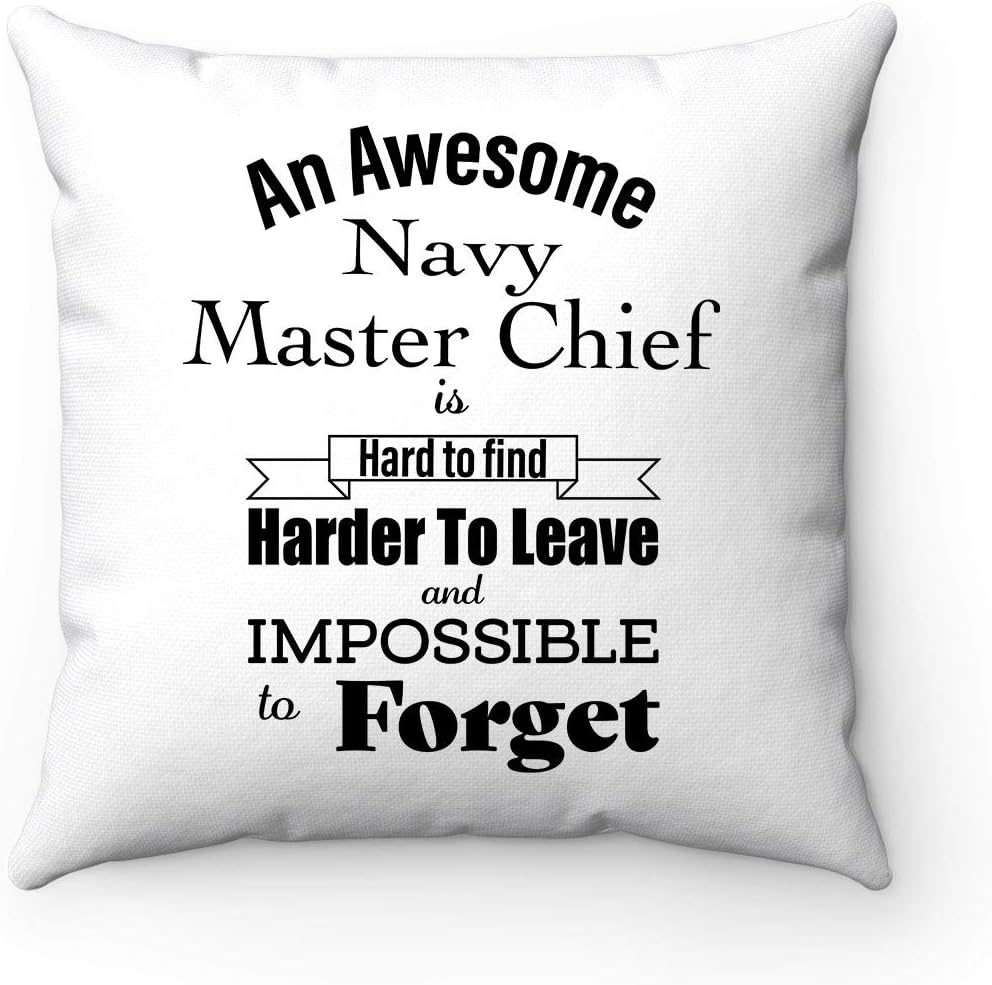 Amazon Com Navy Master Chief Throw Pillow For Retirement Party Decoration Men Women Dad Mom White Square Cover With Insert Case Stuffing Zipper Included 18x18 Home Kitchen
