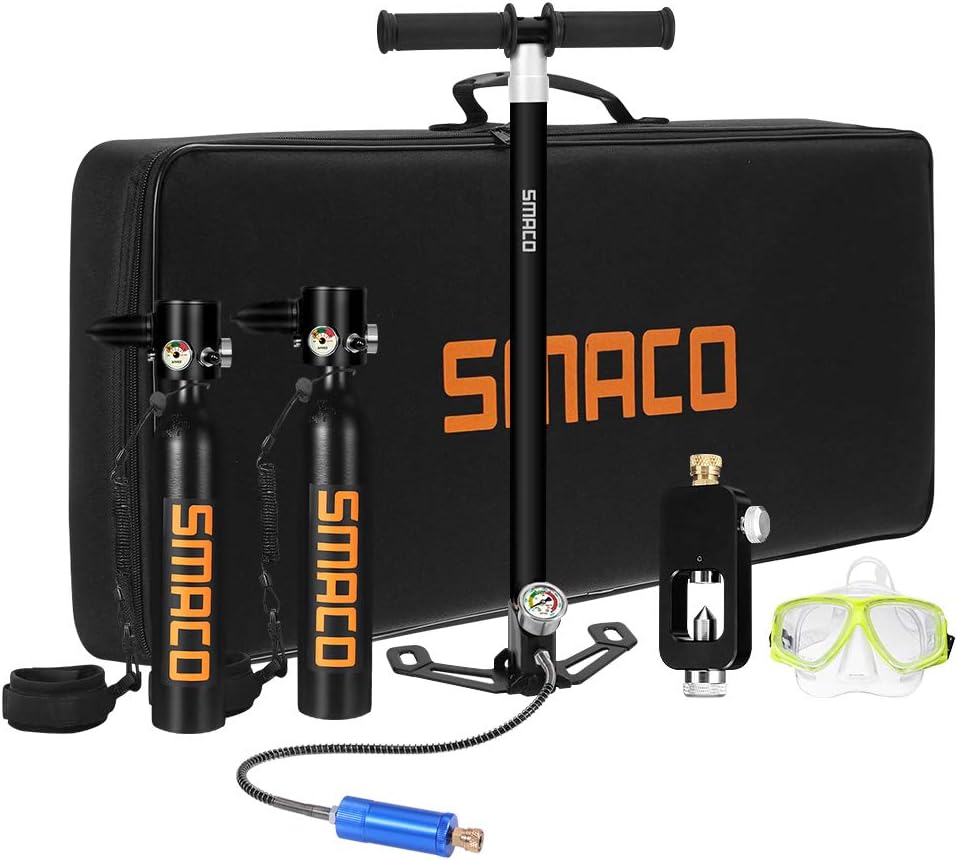 Qians S300 Pro Diving Tank Equipment,Mini Scuba Cylinder High Pressure Air Pump with 5-12 Minutes Scuba Tank Refill Adapter for Underwater Diving Breathe Training