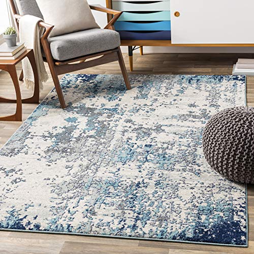 Livabliss Arti Modern Abstract Area Rug,7'10" x 10'3",Dark Blue/Aqua