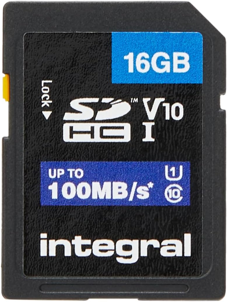 Integral 16GB SD Card High Speed SDHC UHS U1 V10 Waterproof Shockproof