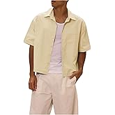 SHENHE Men's Short Sleeve Button Down Shirt Oversized Collared Summer Casual Pocket Shirt
