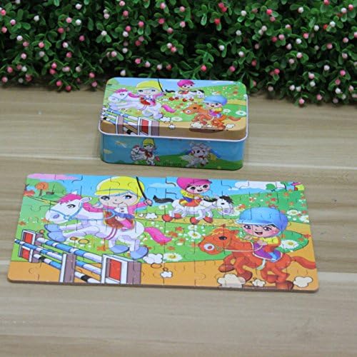 TINNZTES 60Pcs Happy Little Knight Lovely Jigsaw Puzzles in Box Early Educational Learning Toy Christmas Xmas New Year Gift for Children Boy Girls