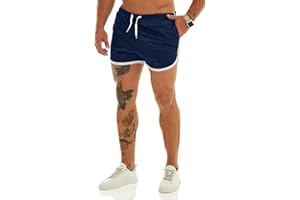 Ouber Men's Fitted Shorts Bodybuilding Workout Gym Running Tight Lifting Shorts with Pockets