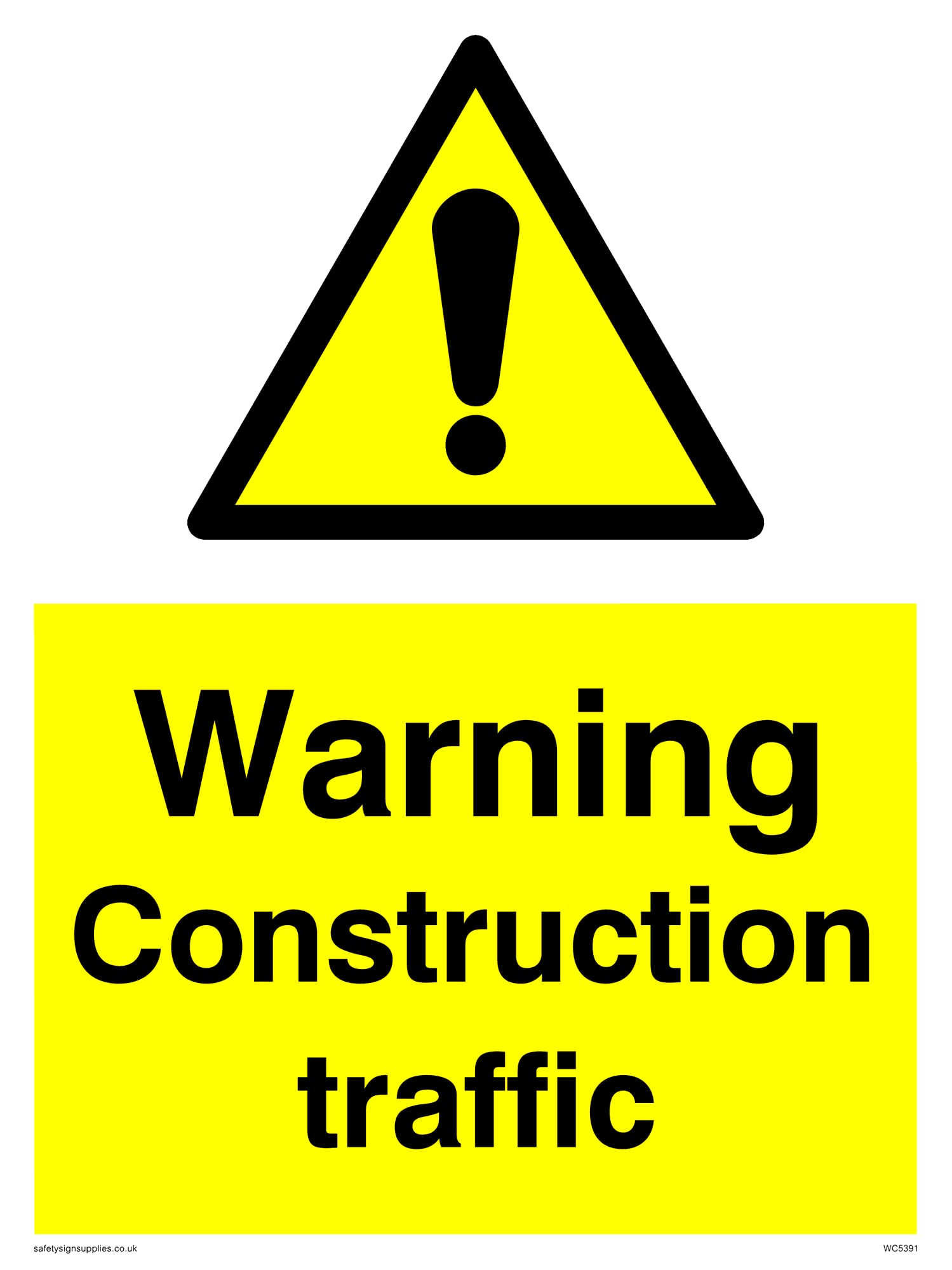 Pack of five - Warning Construction Traffic Sign - 150x200mm - A5P