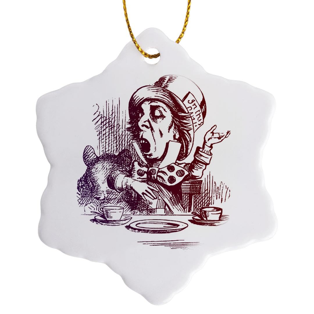 3dRose Mad Hatter Tea Party Vintage Alice in Wonderland - Snowflake Ornament, 3-inch (orn_123300_1)