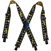 AireKouzia Suspenders for Men Mens Suspenders - 2 Inch Work Suspenders for Men Heavy Duty Black Suspenders Men with Clips