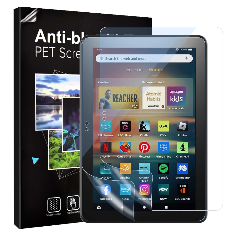 TiMOVO [2 Pack Anti Blue Light Screen Protector Compatible with Fire HD 8 & 8 Plus 12th/10th Generation (8 Inch - 2024/2022/2020 Released), Anti-Scratch Slim Film Fit Kindle HD 8 & 8 Plus