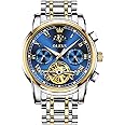 OLEVS Automatic Self-Winding Men's Watch With Date Day Calendar Display - Stainless Steel Skeleton Movement Tourbillon - No Battery Waterproof for Man