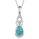 Biduanro Genuine Turquoise Necklaces for Women 925 Sterling Silver Irish Celtic Knot Necklace Nature Gemstone Necklace Real Turquoise Jewelry for Women