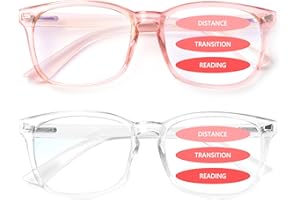 SIGVAN Progressive Multifocal Computer Glasses Women Men Blue Light Blocking Reading Glasses Spring Hinge Readers (1 Pink 1 Transparent, 1.5)