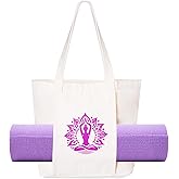 Haakong Yoga Mat Bag for Women Canvas Tote Bags with Yoga Mat Carrier Gym Bag for Workout Pilates Travel Beach and Office