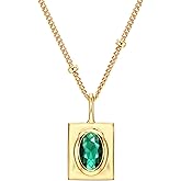 Michooyel 18K Gold Plated Tag Pendant Necklace Dainty Sterling Silver Cubic Zirconia Necklace for Women