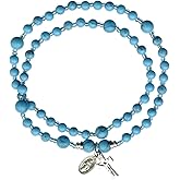 Sine Cera Turquoise 5 Decade Catholic Twisting Rosary Bracelet, Smooth 4mm Beads