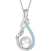 STARCHENIE Freshwater Cultured Pearl Necklace for Women 925 Sterling Silver Infinity Birthstones Pendant Birthday Anniversary Jewelry
