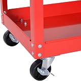 DURHAND 3-Tier Tool Trolley Cart Storage Shelf with Drawer Red 82x35x76 cm view 9