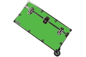 C&N Footlockers College Dorm Room & Summer Camp Lockable Trunk Footlocker with Wheels - Undergrad Trunk Available in 20 Colors - Large: 32 x 18 x 16.5 Inches (Lime Green)