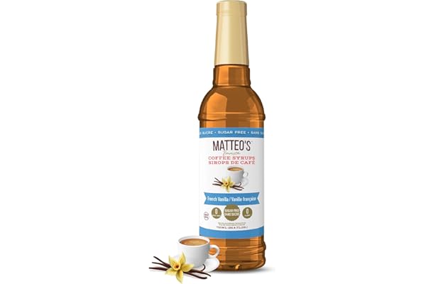 Matteo's Barista Style Sugar Free Coffee Syrup - Zero Calories Keto-Friendly Coffee Syrups & Flavors - USA-Made Kosher Sugar 