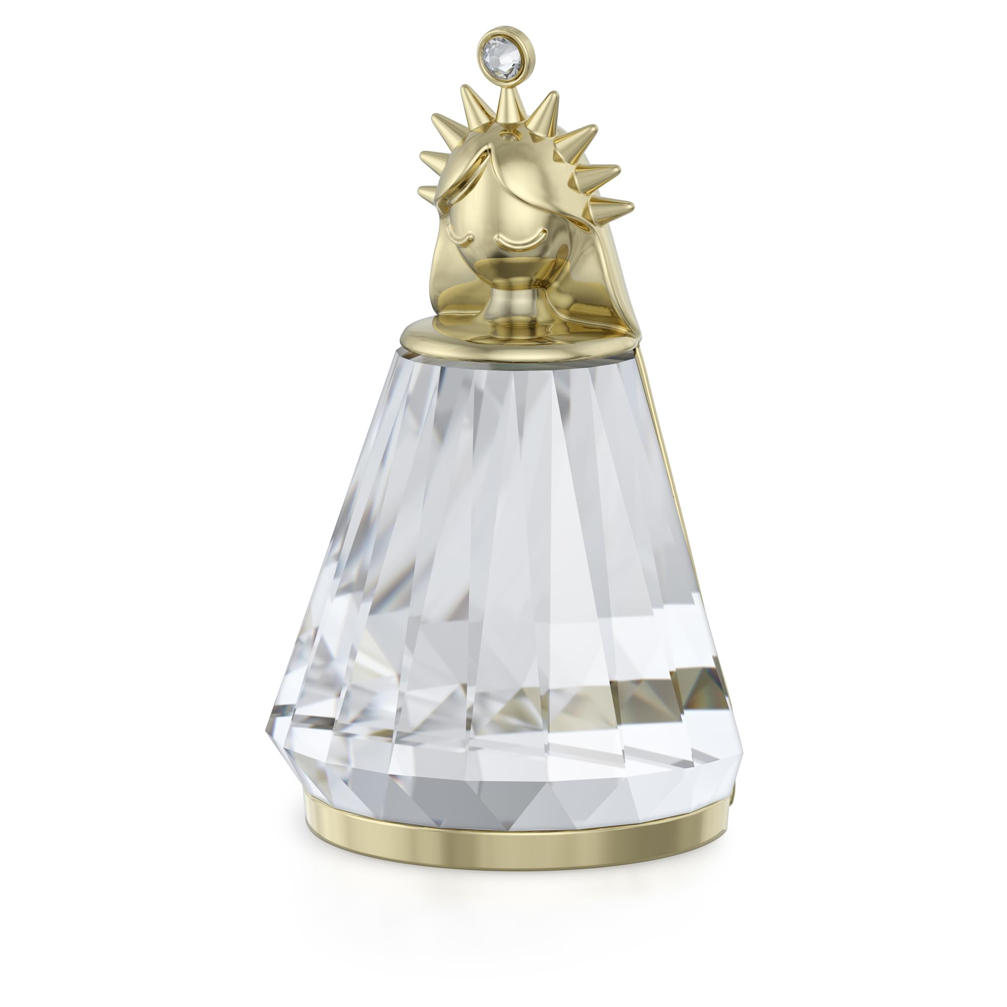 Swarovski Zodiac Virgo Figurine, Clear Faceted Crystal and Engraved Gold-Tone Metal, Part of the Zodiac Collection