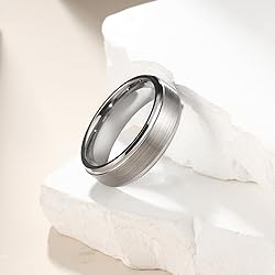 King Will 7mm Tungsten Ring for Men Silver Tungsten