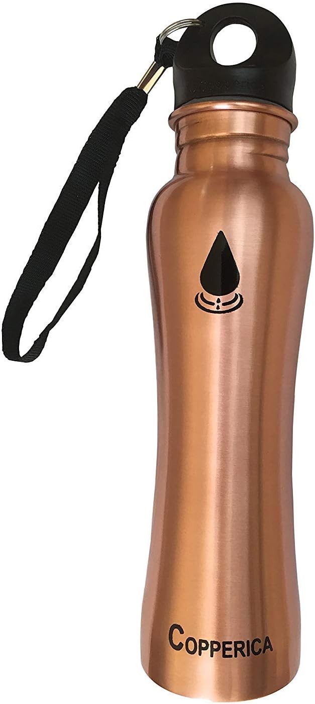 COPPERICA Certified Pure Copper Water Bottle for Outdoor, Sports, Yoga, Ayurvedic with Stylish Plastic lid (750 ml)