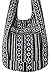 8 AM. Thai Tribal Hmong Boho Striped Ethnic Cotton Boho Sling Crossbody Bag Shoulder Bag Thai Pattern Bag Thai Top Zip Handmade Asia Bag (Stripe Black)