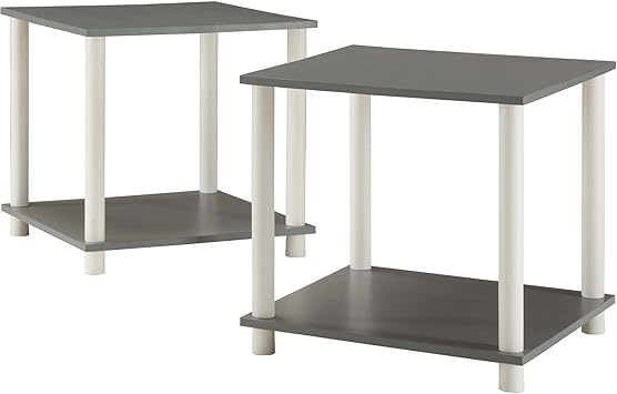 Amazon Com Mainstays No Tools Single Cube Storage Shelf Side Tables Set Of 2 Gray Furniture Decor