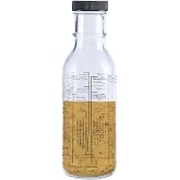 Fox Run Glass Salad Dressing Shaker Bottle With Lid, 300 ml/10.15 oz | Salad Dressing Bottle With Measurements and Recipes | Make Your Own Salad Dessings At Home | Leak Proof Lid For Easy Shaking